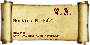 Menkina Mirkó névjegykártya